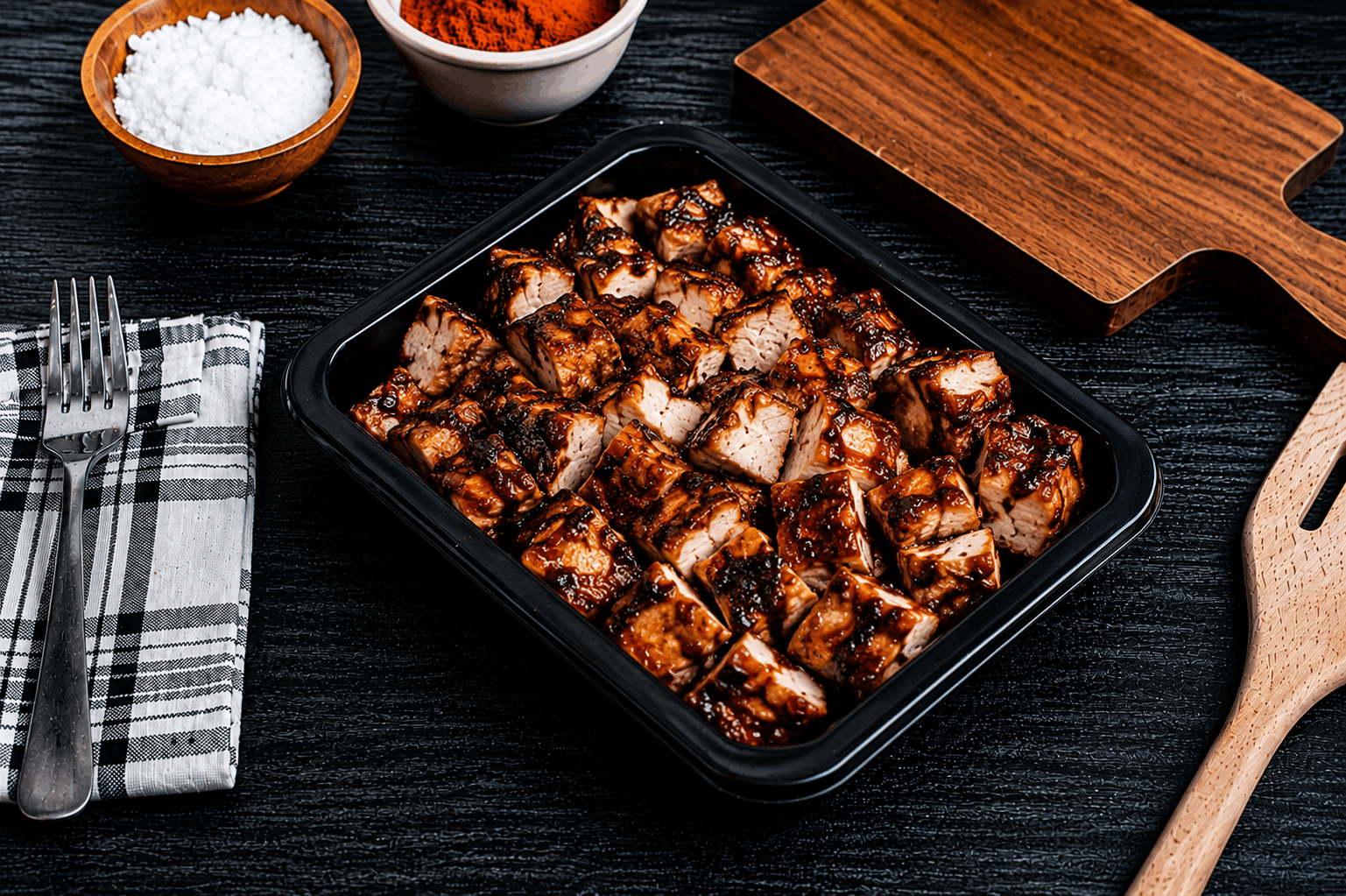 Tender boneless, skinless chicken thighs coated in our signature smoky BBQ sauce and grilled to perfection for a protein-packed meal bursting with flavor.