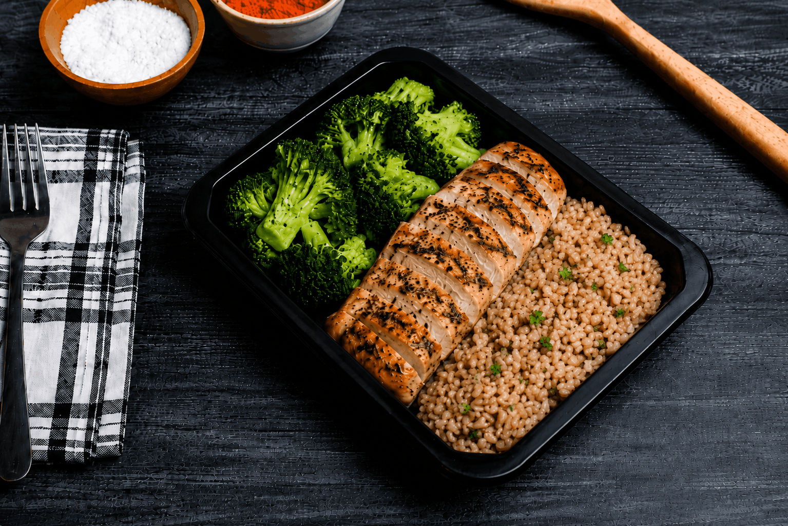 A tender, juicy chicken breast lightly seasoned and grilled to perfection, served with wholesome brown rice and fresh steamed broccoli. A clean, balanced meal packed with lean protein, fiber, and everyday nutrition.