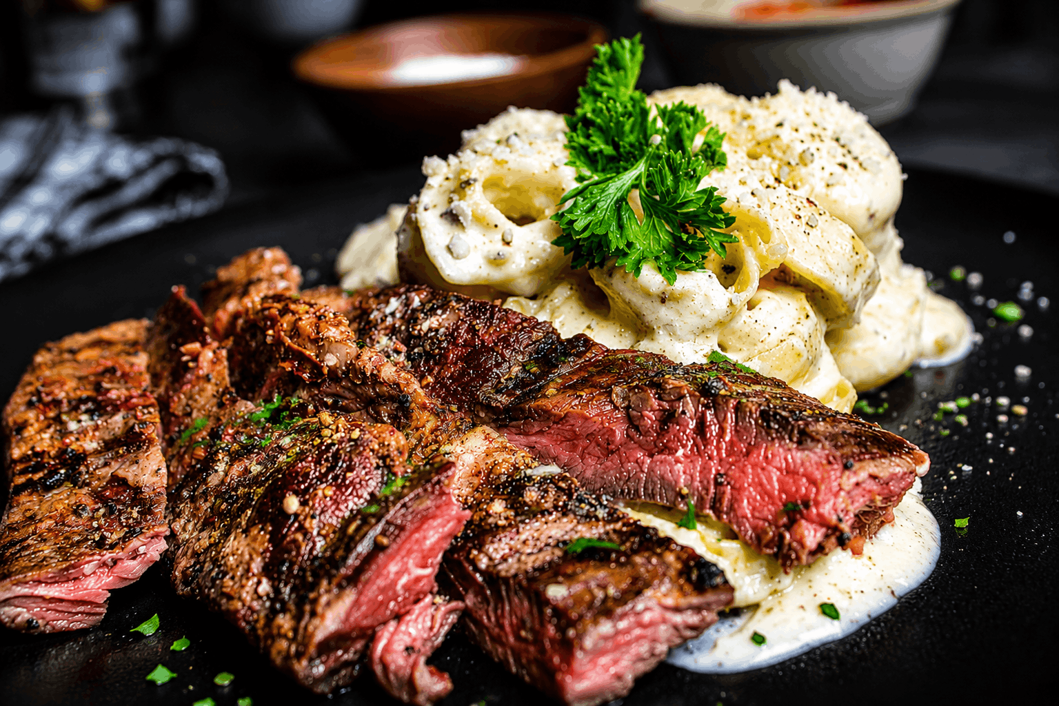 Tender grilled steak served over cheese-filled tortellini and tossed in our rich, creamy Marry Me sauce. Finished with a generous sprinkle of Parmesan cheese for the perfect balance of savory flavor and indulgent comfort.